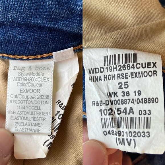 Rag and Bone Blue Nina High-Rise Skinny Jeans Exmoor - Picture 11 of 14